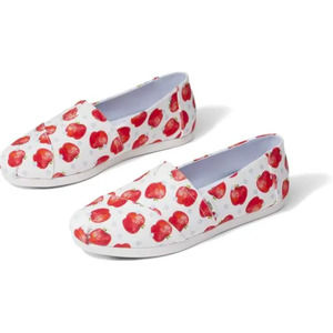 Toms x Once Upon a Farm All Over Apple Print Shoes Women's Size 12 NWT